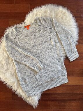 JOE FRESH black white and gray long sleeved high low sweater size XS